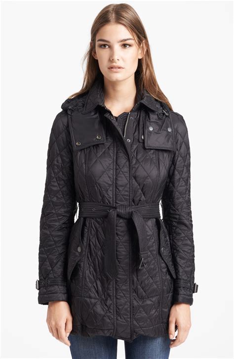 black burberry jacket womens|Burberry finsbridge belted quilted jacket.